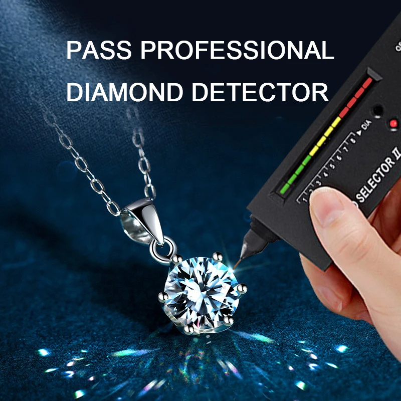 D Color VVS1 Moissanite Necklace 925 Sterling Silver 2 Ct Round Brilliant Diamonds Solitaire Pendant Necklace For Women Jewelry - Image 2