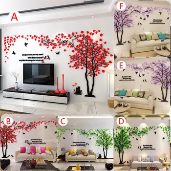 

Acrylic Wall Decal 1*2M Bird 3D Tree TV Background Acrylic Wall Stickers Fashion 3 Color Home Decor Art Beautiful Contemporary