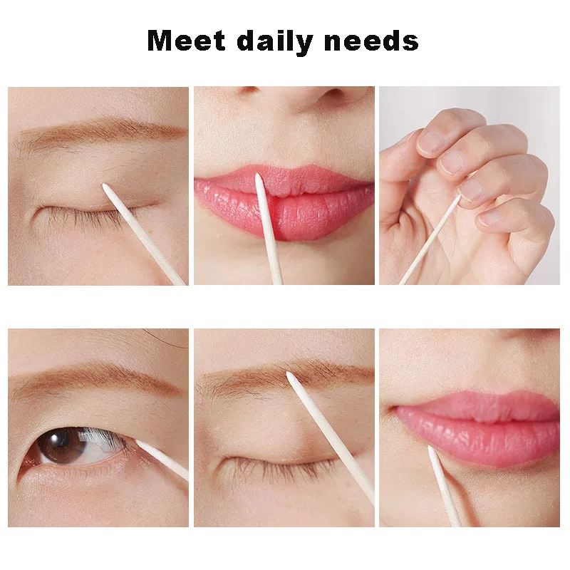 300 pcs Disposable Ultra-small Cotton Swab Brush Lint Free Micro Brushes Wood Cotton Eyelash Extension Glue Removing Tools 6