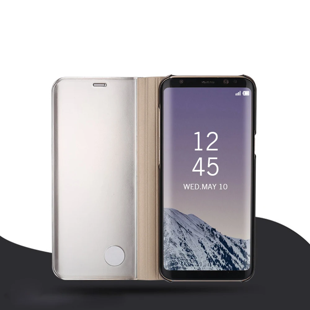 100 шт зеркальный кожаный чехол Filp для samsung Galaxy S9 S10 S10plus S10E A60 чехол умный зеркальный Чехол-книжка на телефон оболочка флип
