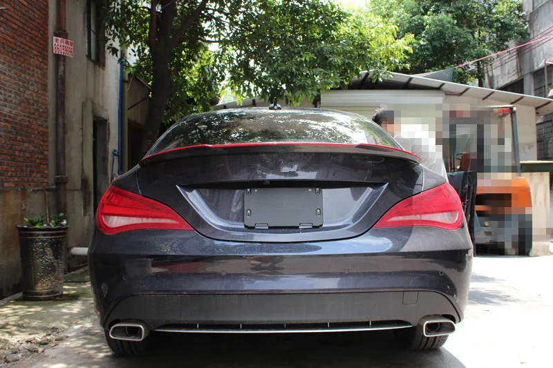 2013-UP для Mercedes карбоновое волокно задний спойлер CLA Class W117 CL180 cl200 CL250 cl45 AMG с красной линией FD стиль