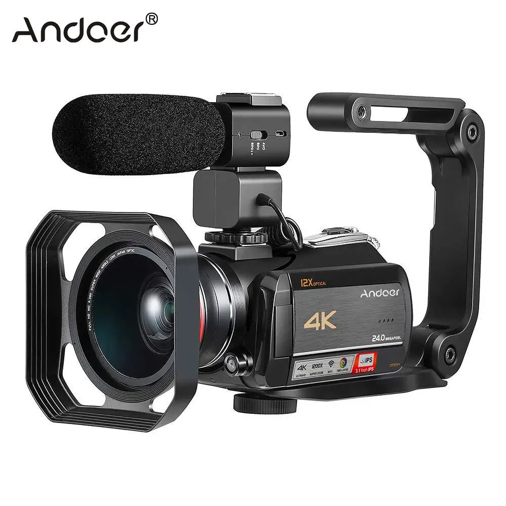 

Andoer AC5 Touchscreen 4K UHD 24MP WiFi Digital Video Camera Camcorder Recorder DV+0.39X Wide Angle Lens+External Microphone