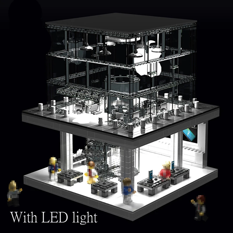 

1116pcs Legoeds Friends Street Apple Store with Led Light Legoings City Building Blocks Light Verson Building Blocks Toy Gifts