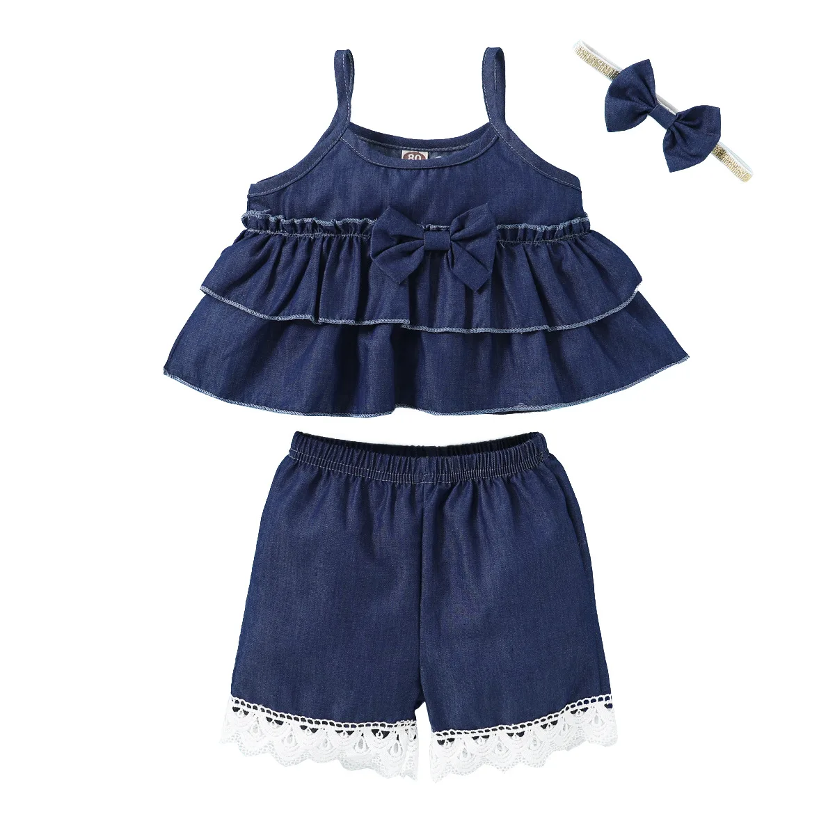 New Cute Toddler Kids Baby Girl Summer Clothes Set Denim Cotton Mini