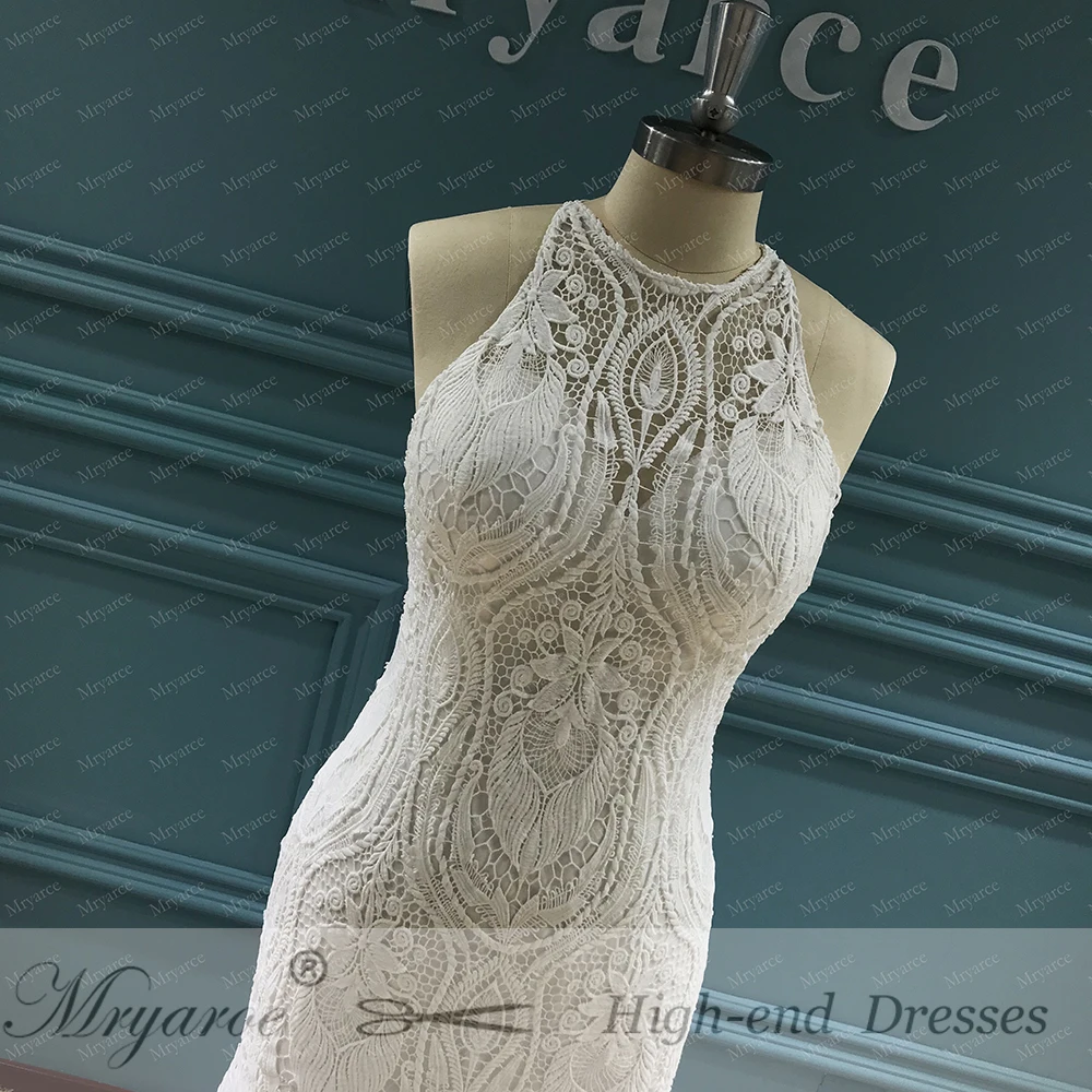Mryarce 2020 Elegant Bohemian Wedding Dress Luxury Lace Open Back Boho Chic Bridal Gowns (3)
