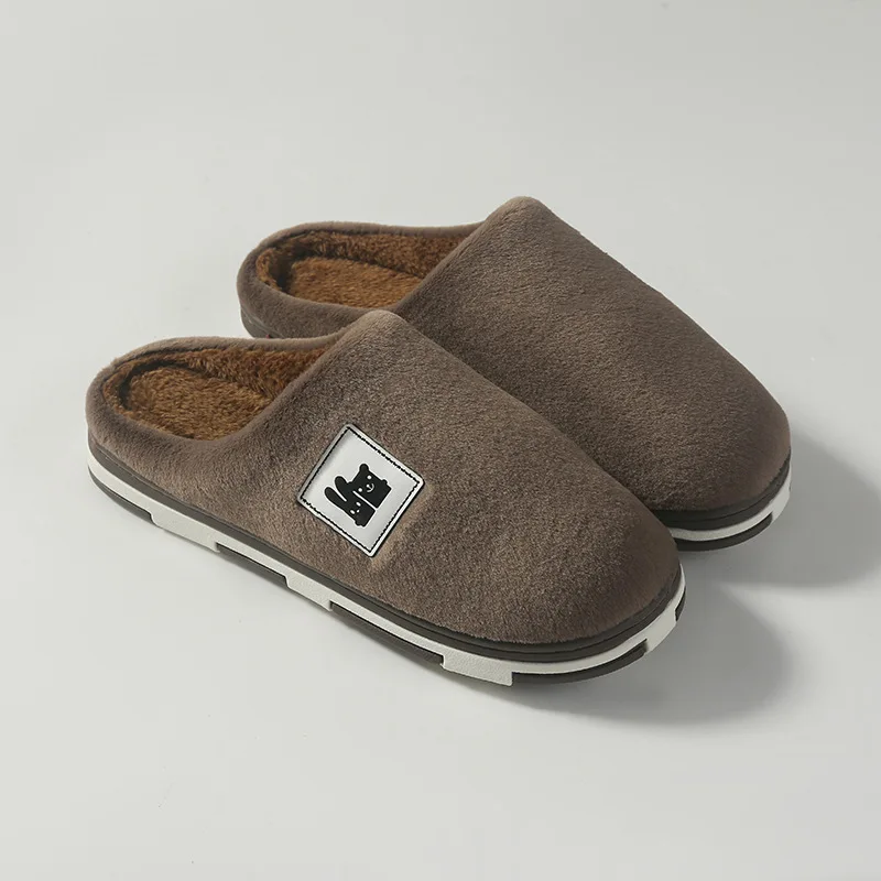 

Men Winter Home Slipper Men's Cotton Soft Non-slip Slippers Antiskid Cartoon Simple Warm Shoes Indoor Plush Men's Shoes