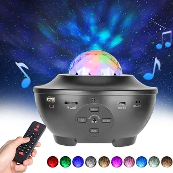

Starry Sky Water Waving Full Color LED Laser Projector Light Star Music Light Romantic USB Bluetooth Music Player Remote Control