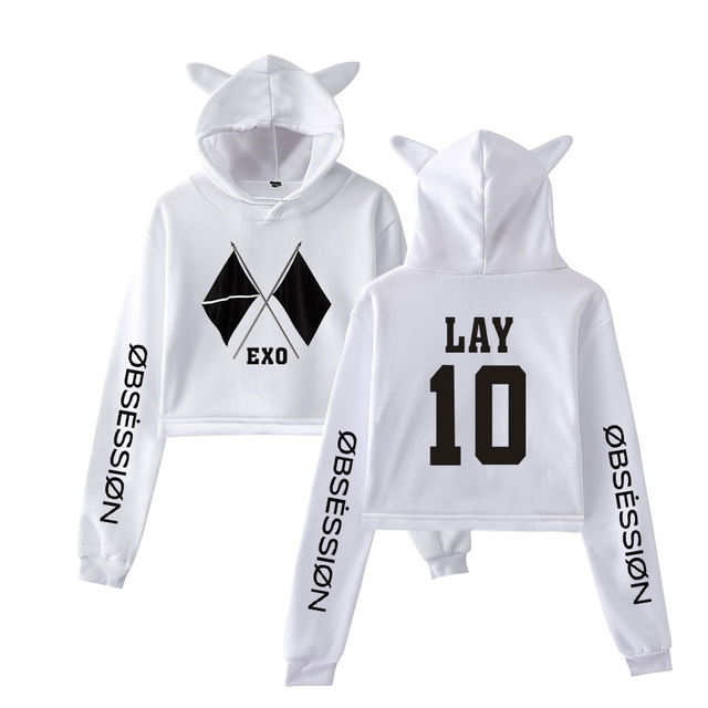 WE ARE ONE EXO OBSESSION CROP TOP EAR HOODIE (25 VARIAN)