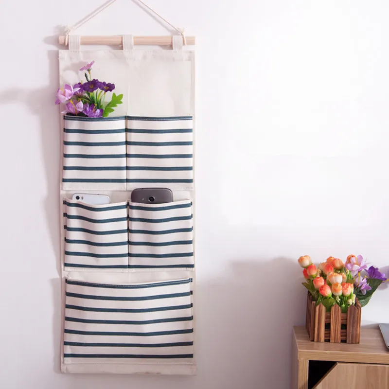 

Japan Style Multi Canvas Hanging Bag Washroom Toiletries Bag Bathroom Door after Wall Storage Bag for Sundries Home Organizer