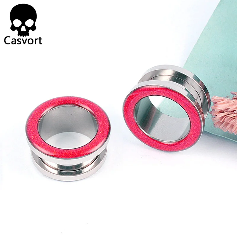 Casvort 2 шт 316L из нержавеющей стали винт тонкие туннели Флуоресцентный цвет диаметры для ушей пирсинг тела ювелирные серьги расширитель