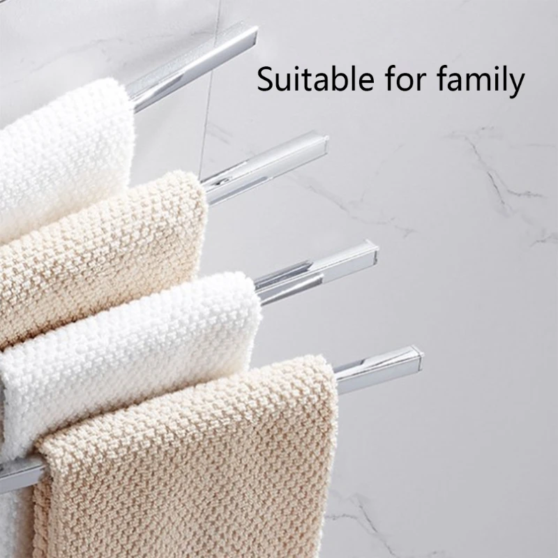 2/3/4 Wall Mounted Towel Bar Rotating Stainless Steel Space Saving Storage Racks for Bathroom Bedroom Kitchen