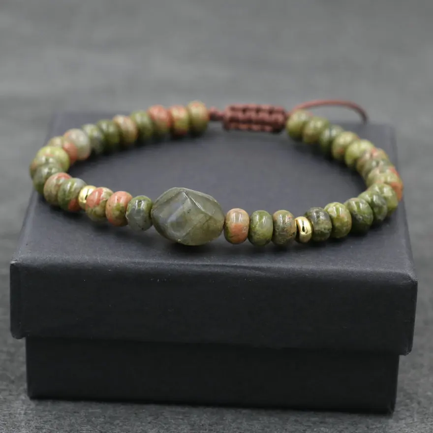 

Fashion Natural Stone Men Bracelet Charm Braid Chakra Abacus beads Bracelets Women Jewelry Couples Pulseira hombre Contain Box