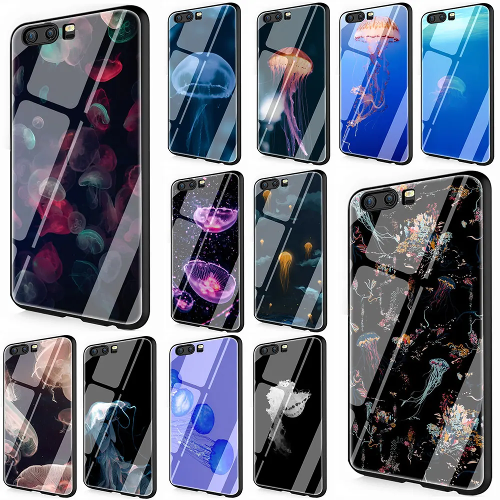 Медузы для Huawei P10 P20 P30 Y6 Y9 Honor 8X 7A pro 9 10 Lite Mate 20 Pro закаленное стекло чехол телефона |