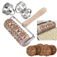 Рельефная Скалка Рождественский деревянный Скалки с печенье пресс-форма для выпечки тиснение выпечки печенья бисквит Фондант