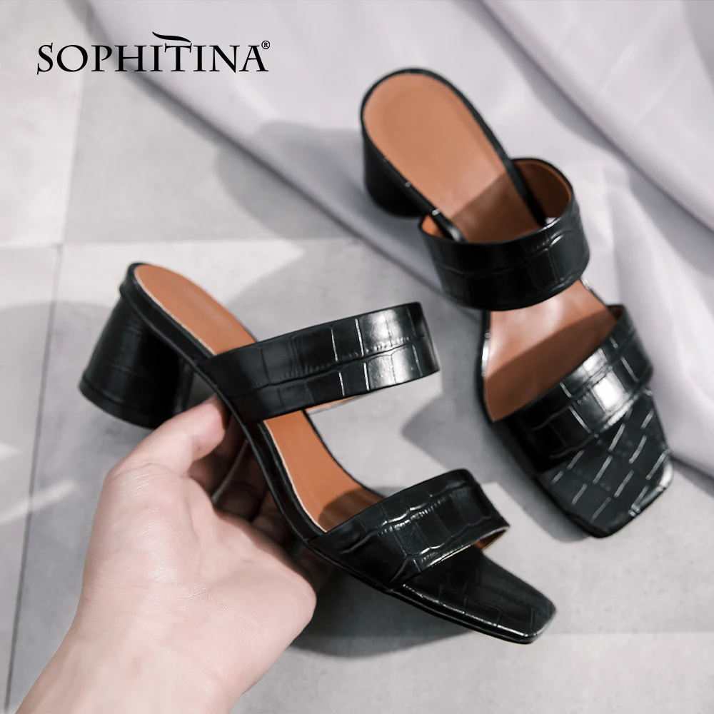 SOPHITINA Women's Sandals Round Heel Square Toe Sexy Mature Female Concise Animal Prints Comfortable Summer Womens Shoes PO578 | Обувь