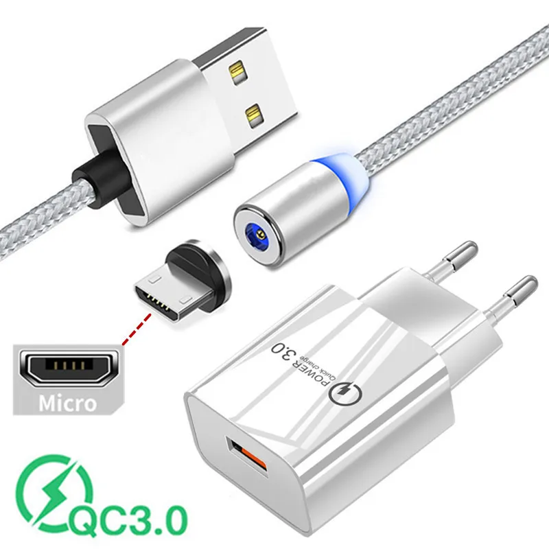 Магнитный зарядный кабель Micro usb QC 3 0 быстрое зарядное устройство USB для телефонов