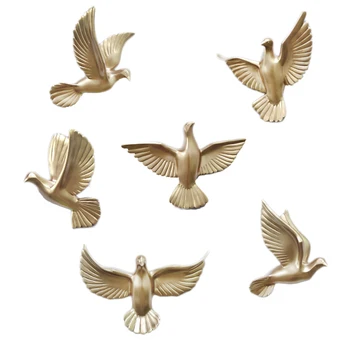 

Stereo Sticker Livingroom TV Background Wall Mural Decoration Crafts Wall Ornaments Wall Hanging Resin 6PCS Europe Bird for 3D