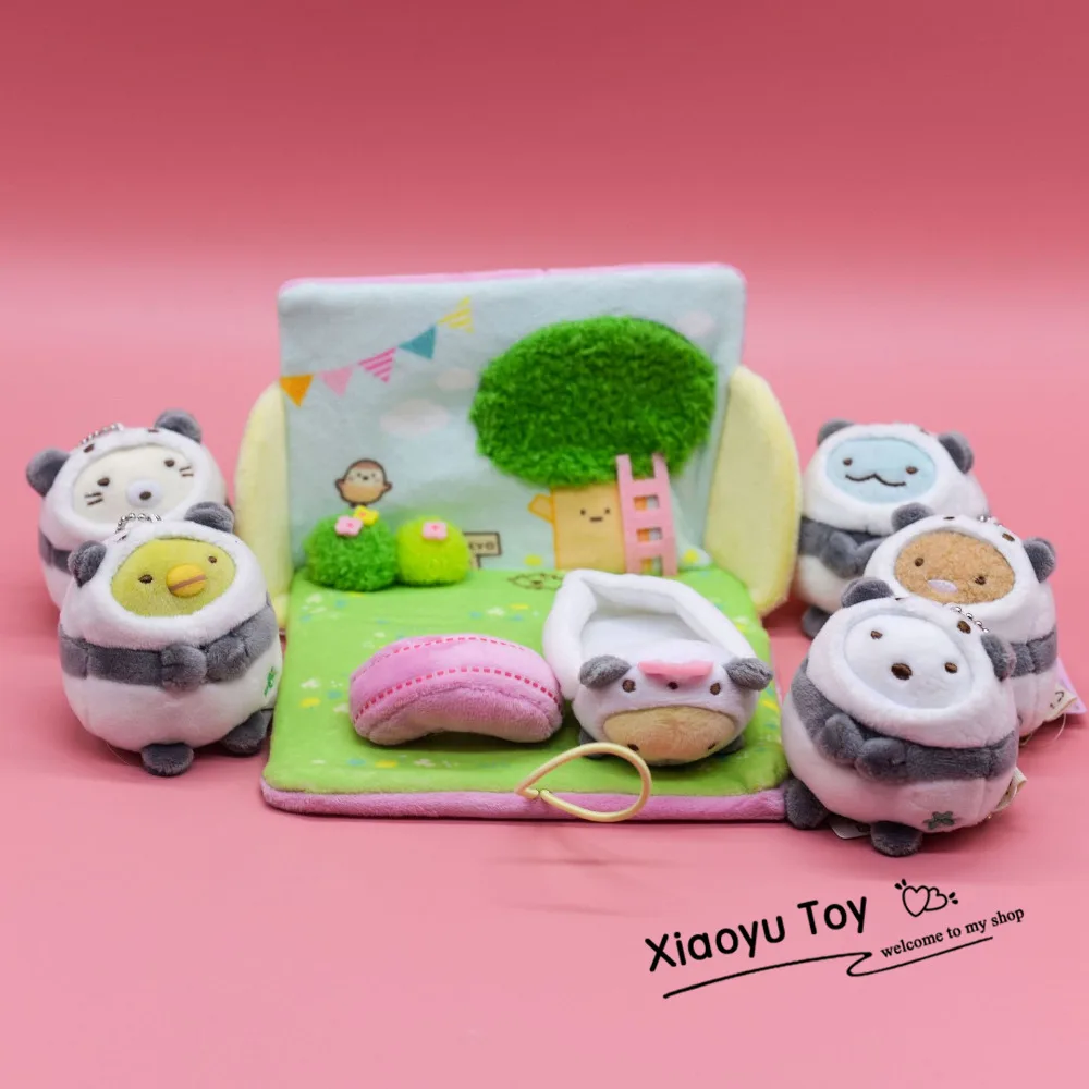 6 шт./компл. Kawaii San-X Сумико гураши угловой био перевернутый к Панде японский аниме плюшевая игрушка чучела Животные Кукла кулон девушка подарок