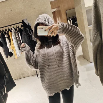

Women Winter's New Grey Hooded Sweater