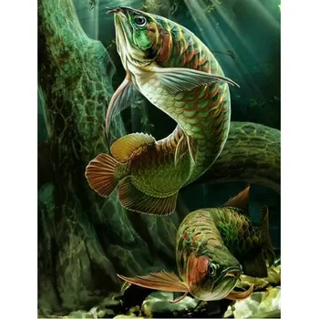 

Full Square Round DIY Diamond Embroidery Animal arowana 5D Diamond Painting Cross Stitch 3D Diamond Mosaic home Decoration