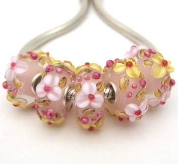 

XHYG175 5X 100% Authenticity S925 Sterling Silver Beads Murano Glass beads Fit European Charms Bracelet diy jewelry Lampwork