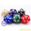 Bescon D20 Spindown Dice 22MM, Assorted Marble Colors 6pcs Set 3