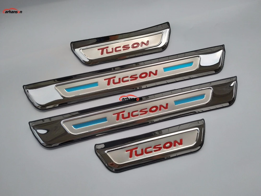 Дополнительная наклейка для автомобиля для hyundai Tucson порога защита из нержавеющей стали Накладка защитные полосы авто-Стайлинг