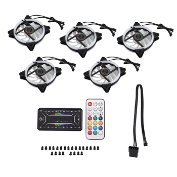 

Computer PC Case Fan RGB Adjust LED Fan Quiet Remote Computer Cooler Cooling RGB Case Fans (5PCS+1 Controller)