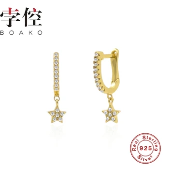 

BOAKO U Shaped Diamond Star Earrings For Women 925 Silver Earrings Fashionable Drop Earring Jewelry Zircon Pendientes Brincos
