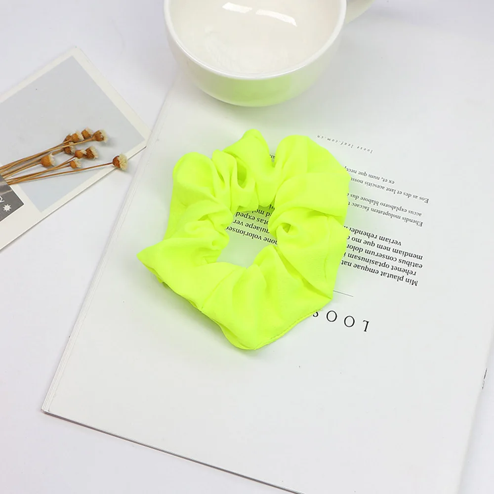 yellow Новое поступление, женские флуоресцентные резинки для волос с большим толстым кольцом, яркие цветные резинки для волос, аксессуар для волос, конский хвост - Цвет: yellow