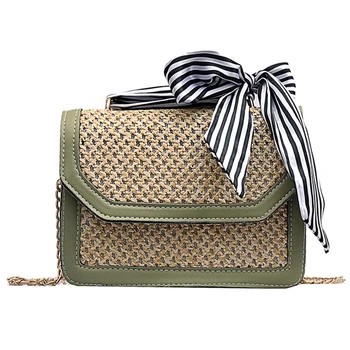 

Women Ribbon Straw Bag Female Summer Rattan Handbag Ins Popular Lady Casual Clutch Bag Travel Handmade Knitted Crossbody
