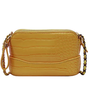 

Embossed Crocodile Chain Square Bag Letter Wide Shoulder Bags Strap Messenger Bag 2020 Fashion Small Bag High Quality Handbag