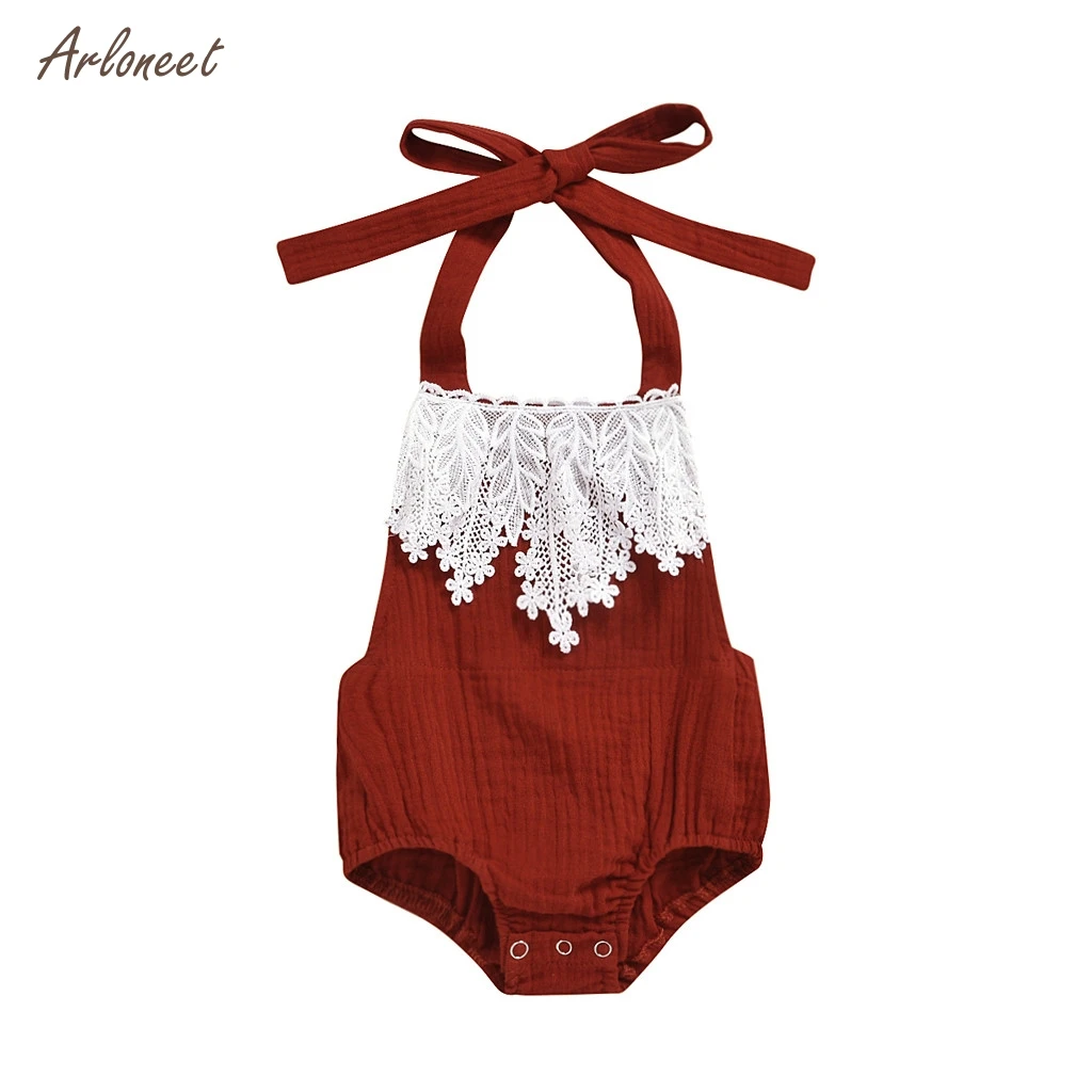 ARLONEET Infant Newborn Baby Girls Ruffles Rompers Summer Lace Flower Baby Girls Clothes Toddler Girl Jumpsuit Playsuit