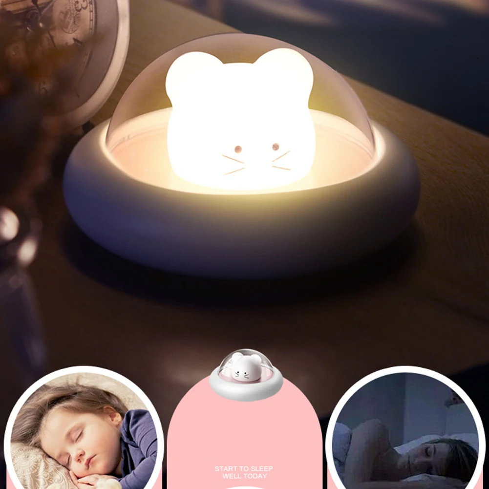 Criativo dos Desenhos Light para Crianças Lâmpada da Noite Luzes da Noite Pat o Hamster Bonito Animados Animal Mouse Night Quarto Deco Lâmpada Usb Led 7 led night light para crianças quarto lâmpada