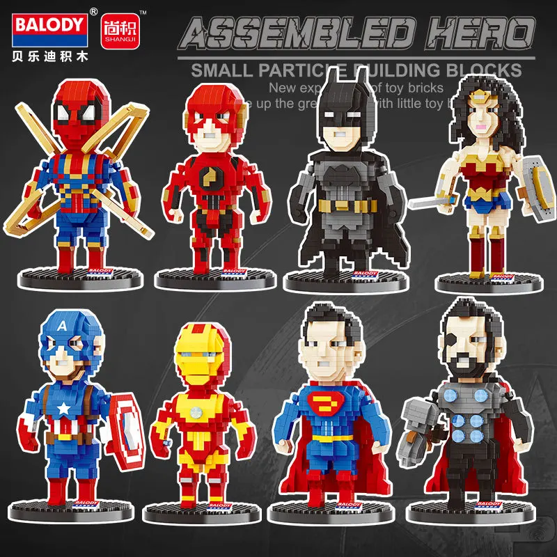 

Mini block Super Hero Action Figures Marveledly Avengered Spiderman Captain America The flash Mini Building Block Toy For Kids