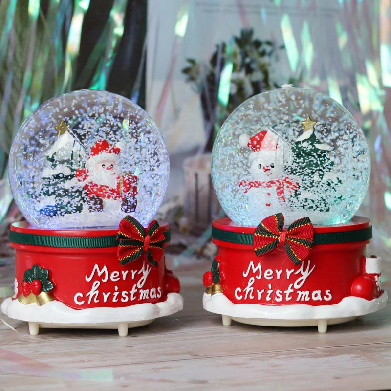 Rotating Music Box Creative Christmas Santa Claus Snow Globe Crystal Ball Christmas Decoration For Home Decoration Accssories