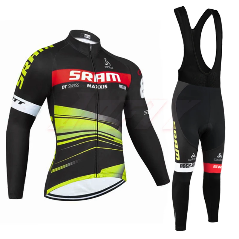 Новинка, зимняя команда SRAM pro, велосипедная Джерси, Ropa Ciclismo, термальная флисовая одежда для велоспорта, Майо, нижняя часть, 9D подкладка, тонкие велосипедные штаны, костюм