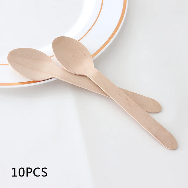 Golden disposable tableware set banquet table decoration paper cup dinner plate straw wedding birthday party supplies 10pcs Spoon