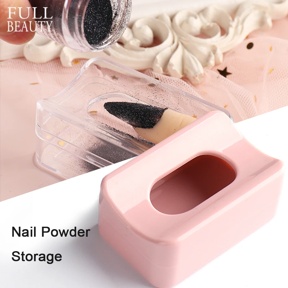 Recycling Nails Art Powder Storage Box Collect Glitter Dust Container