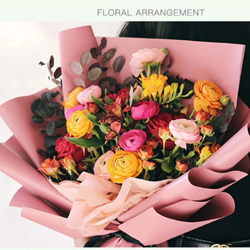 60cm/45cm 20PCS 2 color Flower Paper Packaging Gift Waterproof Double-sided Color Florist Wrapping Paper Flower Bouquet Supplies