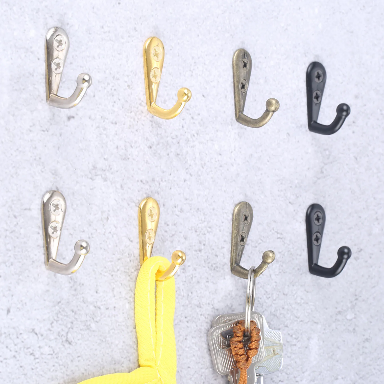 5sets Hooks Wall Mounted Hanger w/screws Black/Gold/Silver/Antique bronze Coat/Key/Bag/Towel/Hat Holder Decor Bathroom Kitchen 2