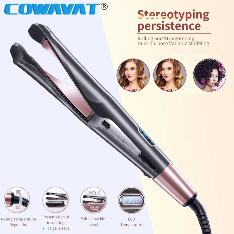 

Professional 2 in 1 Twist Hair Curling Straightening Iron Hair Straightener Curler Flat Iron Hair Straightener Styling Tools VIP