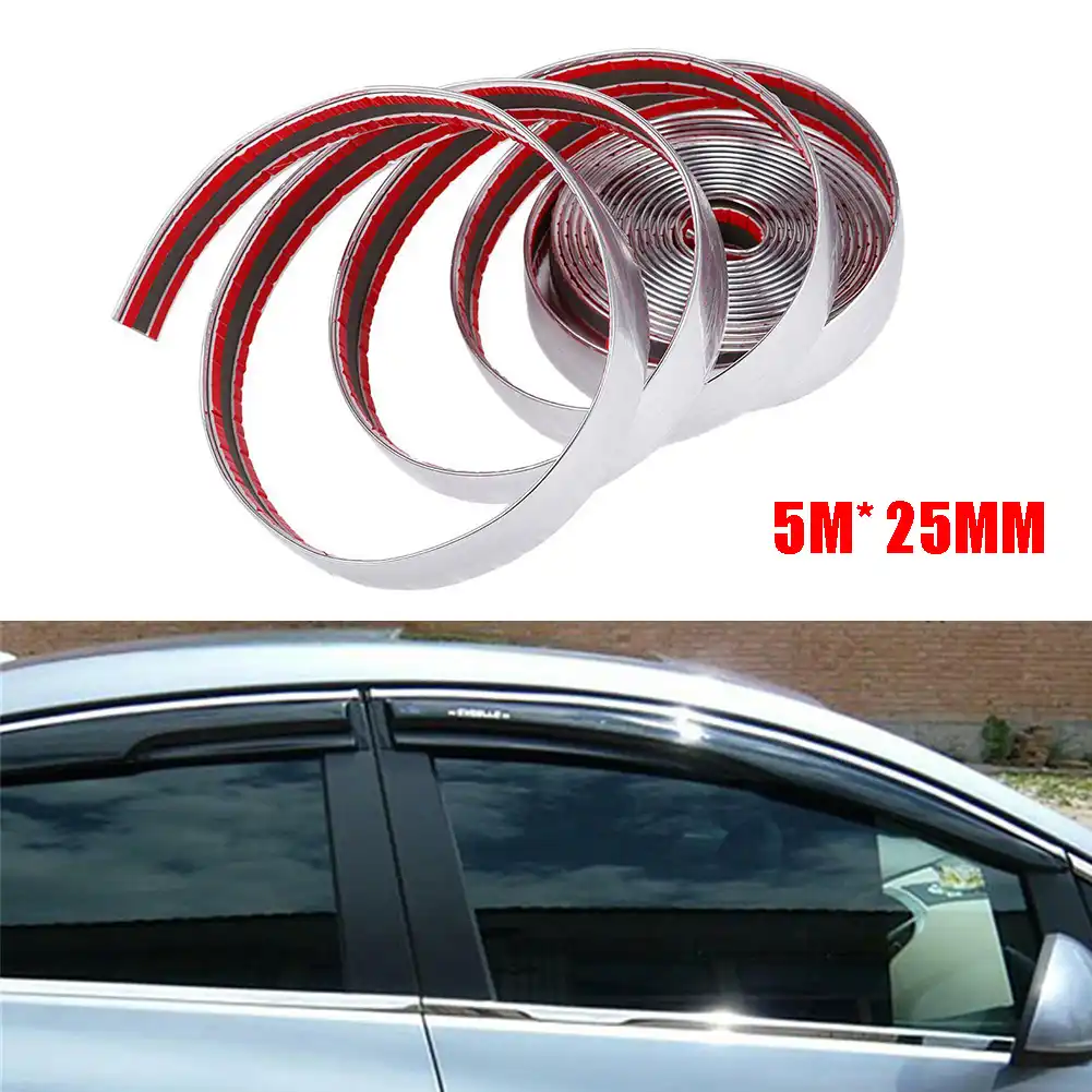1ロール5メートルの車のクロームdiy成形トリムステッカーバンパーストリップ外装装飾グリル窓ドアバンパープロテクターエッジ25ミリメートル 車のステッカー Aliexpress