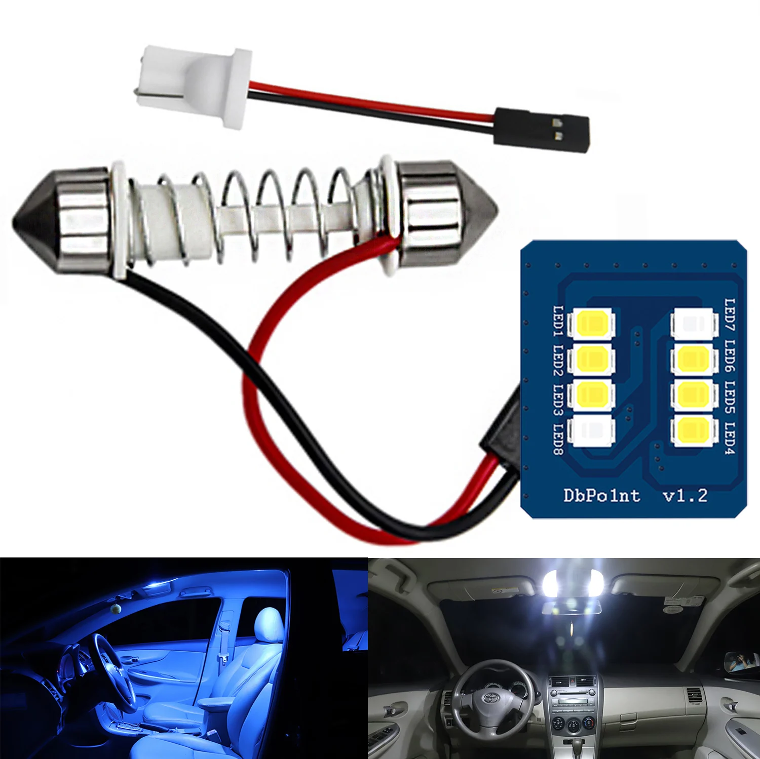 1pcs Festoon LED CSP Signal Bulbs 31mm 36mm 39mm 41/42mm C5W 168 Car Interior Reading Lights T10 White Dome License Plate Lamp | Автомобили
