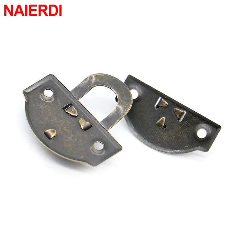 10PCS Antique Bronze Hinges Cabinet Mini Hinge 5PCS Small Antique Metal Hasps Lock For Jewelry Storage Wood Box NAIERDI