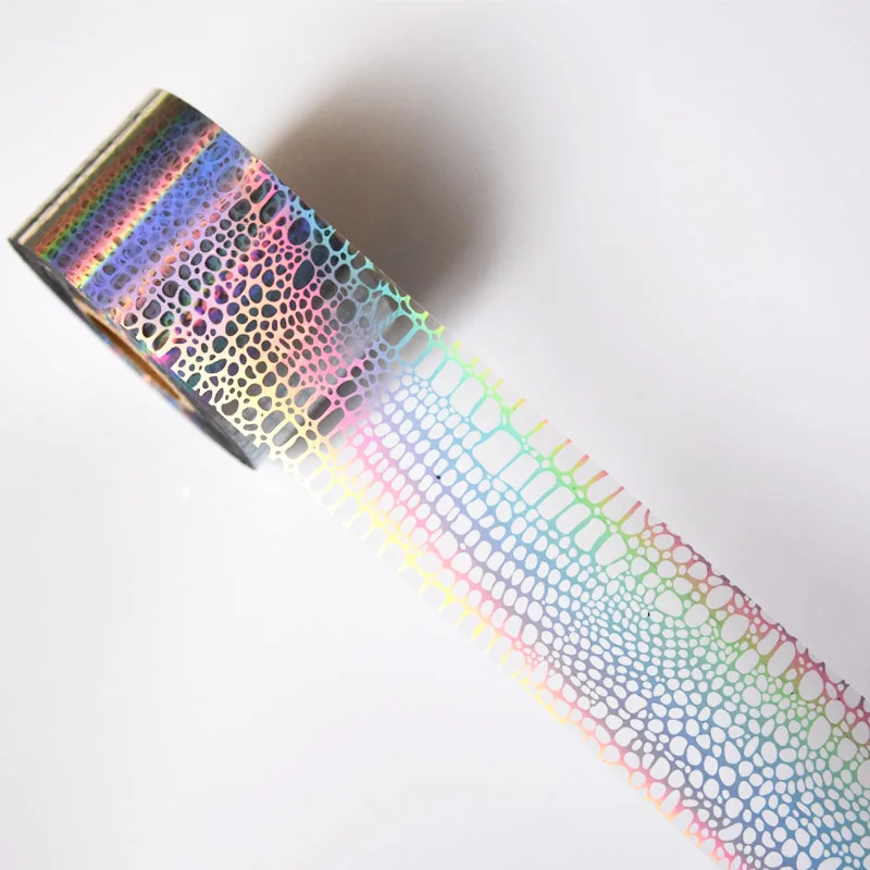 Laser Serpentine Mesh Design Nail Foil 100m Holographic Snake Skin Transfer Foils Sticker Grid Crack Effect Hot Stamping Foil