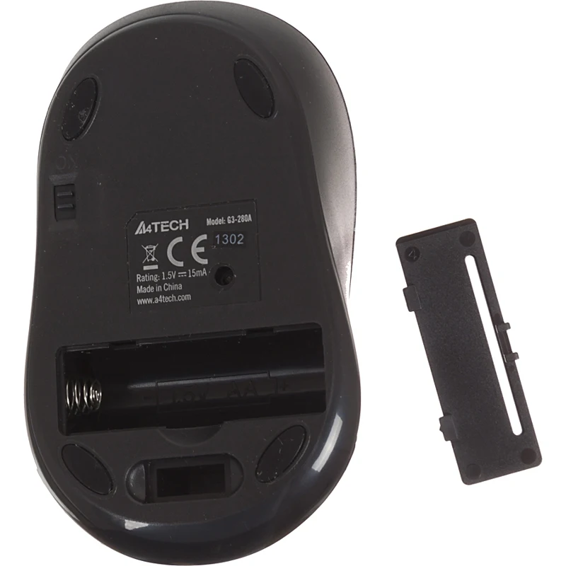 Мышь A4 V-Track G3-280A серый/черный оптическая(1000dpi) беспроводная USB(2but