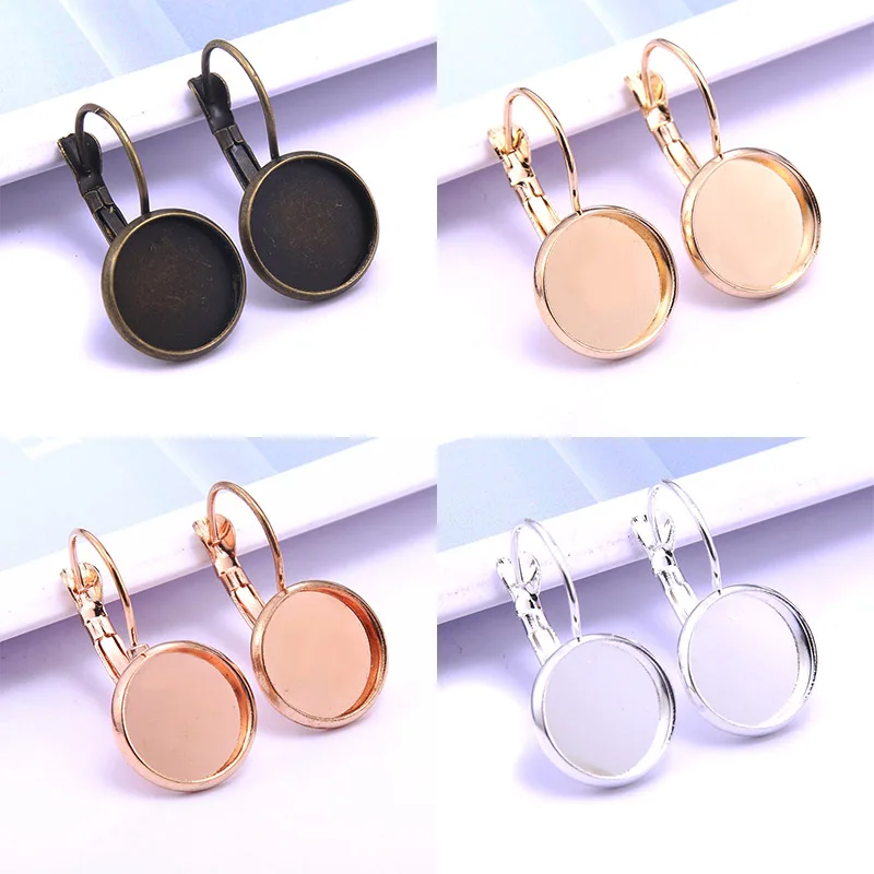 

10PCS Classic French Lever Back Earrings Base Fit 12-16mm Cabochon Earring Blank Supplies for Jewelry Making
