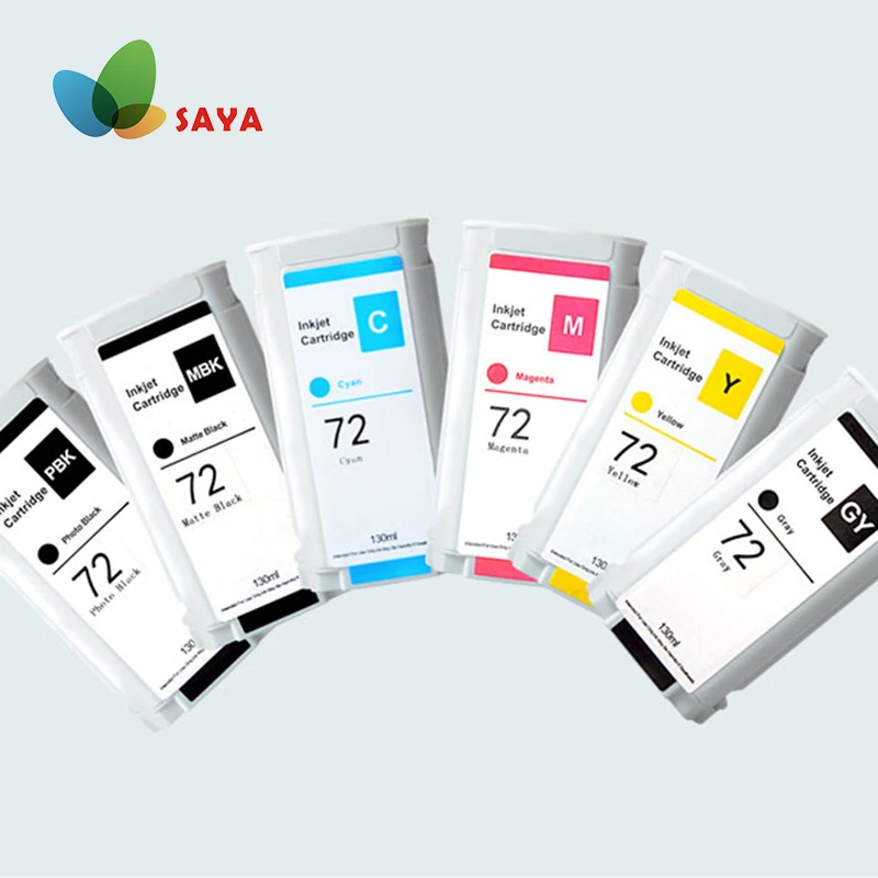 SAYA HP 72 Kompatibel Tinte Patrone 130ML Für HP DesignJet T610 T770 T790  T795 T1300 T1100 T2300 Drucker (PBK C M Y GY MBK)|Ink Cartridges| -  AliExpress