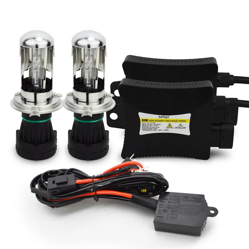 Safego 55w H4-3 Bi xenon Hid Комплект 9007 9004 H13 Hi Lo BI-XENON лампы для автомобильных фар 55W переделка